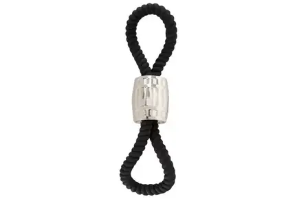 Rebel Heavy Rope sort penis- og testikelstrop med to silikoneløkker og glidende metalvægt