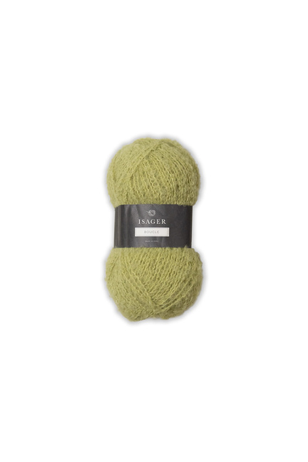 garnnoegle som er boucle fra isager i farven 29 limegrøn