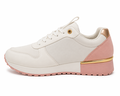 Hvid og rosa damesneaker med gulddetalje og sporty look