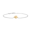 Fleur bracelet in sterling silver with 14-carat gold and a 0.014 ct brilliant-cut diamond (W, SI).