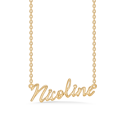 Name Tag Necklace Nicoline - halskæde med navn - navnehalskæde i forgyldt sterling sølv