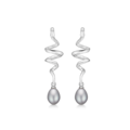 SWIRL W. PEARL silver earrings | Danish design by Mads Z