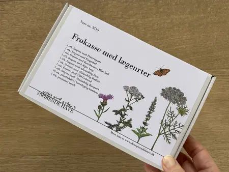 Frøkasse med frø til lægeurter