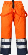 Bagsiden af vores Hi-Vis Orange/Marine Regnbukser kl.2 2625 RS. Maksimal synlighed og komfort med seler.