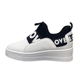 Hvid dame sneakers med LOVE print og hvid platform sål