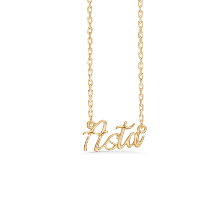 Name Tag Asta made of 925 pure sterling silver plated with a durable 18 karat gold plating.