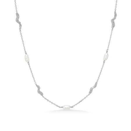 Tangled halskæde udført i 925 sterlingsølv belagt med 18 karat guld med kulturperler.