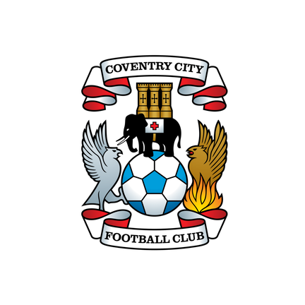 Coventry City klublogo på hvid baggrund til rundt kageprint Ø2–28 cm