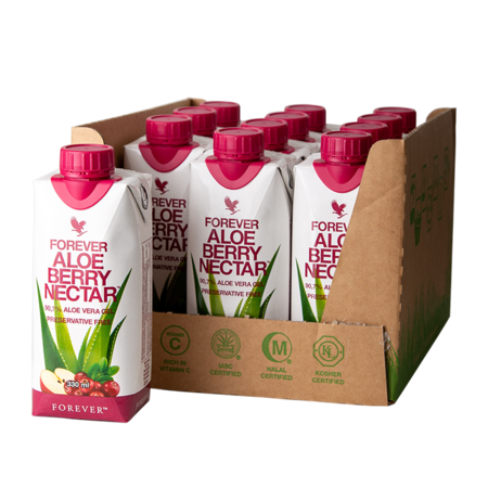 Forever Aloe Berry Nectar 12 stk. mini 33 cl med tranebær og æble smag juicedrik