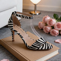 Zebra stilet sandaler med ankelrem