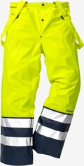 Hi-Vis Gul/Marine Regnbukser kl.2 2625 RS - Frontudsigt. Aftagelige seler for ekstra fleksibilitet.