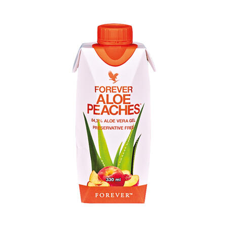 Forever Aloe Peaches Aloevera drik i ministørrelse 330 ml med fersken