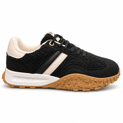 Sort Froté Sneaker Med Blødt Foer