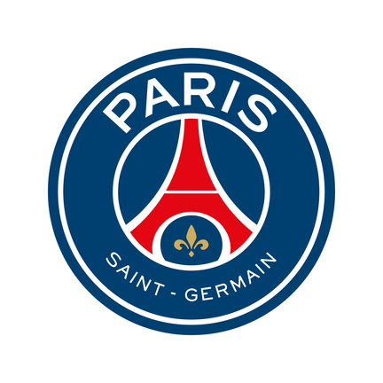 Paris Saint-Germain klublogo på hvid baggrund til rundt sukkerprint og kageprint Ø2–28 cm