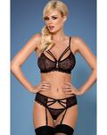 Sort blonde lingerisæt med bh, hofteholder og trusser – onesize