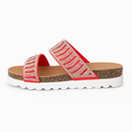 Rød Perlebesat Slidesandal med Glasperler & Rhinsten