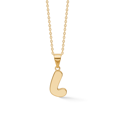 Letters L necklace made of 925 pure sterling silver plated with 18 karat gold plating.