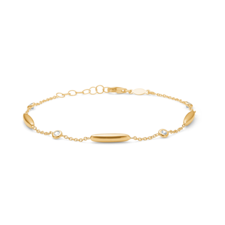 Linera armbånd i 8 karat guld med zirkonia