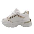hvid chunky sneaker plateau sko med guld striber størrelse