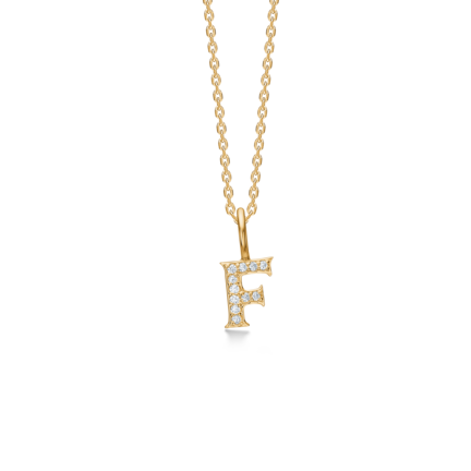 TENDER LOVE F pendant in 14 karat gold with diamonds | Danish design by Mads Z