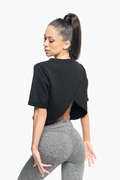 Sort Crop Hoodie - Elite Force bagsiden