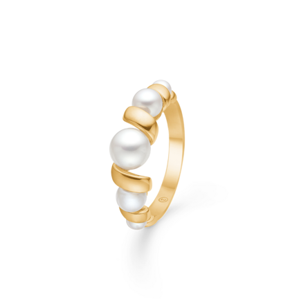 SWIRL W. PEARL ring in 14 karat gold | Mads Z