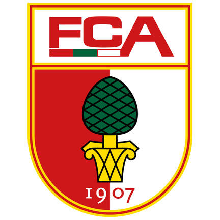 FC Augsburg klublogo som rundt kageprint på hvid baggrund