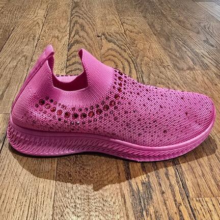 neon pinke elastiksko med bling bling