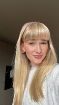 Sara wearing Ocean Aura hoops made from 925 pure sterling silver plated with a durable 18 karat gold plating.
