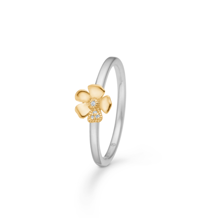 Fleur ring i sterlingsølv med 14 karat guld og 0,014 ct. brillantslebne diamanter W.SI.