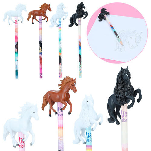 Se Miss Melody blyant med 3D hestefigur - Hvid hest med kort man hos Ponypiger.dk
