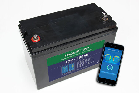 12V 100Ah LiFePO4 lithium batteri med Bluetooth APP