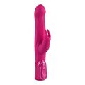 Rabbit vibrator med stød og vibration – pink rabbit dildo med struktureret skaft og klitorisstimulator.