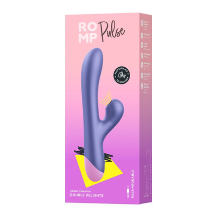Romp Pulse Rabbit Vibrator i blød silikone med dobbeltstimulation.