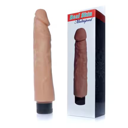 Real Skin Multispeed vibrator 20 cm i hudfarvet materiale – realistisk vibrator med justerbare vibrationer.