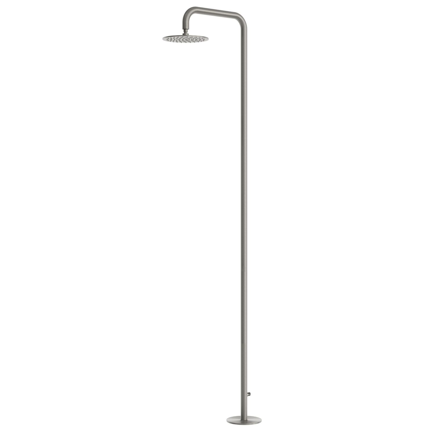 Sined SANTADI CANNA FUCILE – Freistehende Außendusche aus AISI 316L Edelstahl – Gun Metal – 25 cm Duschkopf – Kalt- oder vorgemischtes Wasser – für externe Wassersteuerung