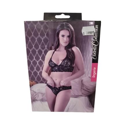 Cottelli sort blonde lingerisæt med bh og trusse