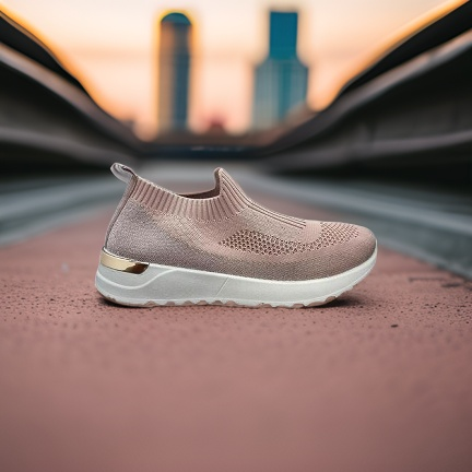 Dame Sneakers Elastik Pink