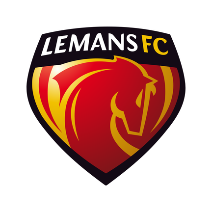 Le Mans FC klublogo på hvid baggrund til rundt sukkerprint og kageprint Ø2–28 cm
