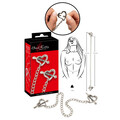 Bad Kitty Naughty Toys Heart Shaped Nipple Clamps – hjerteformede metalbrystklemmer med kæde og justerbart tryk til BDSM, sanseleg og forførelse.