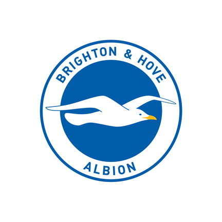 Brighton & Hove Albion klublogo på hvid baggrund til rundt kageprint Ø2–28 cm