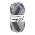 garnnoegle af maerket super soxx fra lang yarns i farven lilla brun og laks