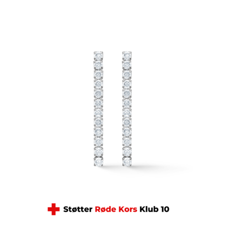 Tennis øreringe udført i 925 sterlingsølv isat zirkonia | studio.z x Rødekors
