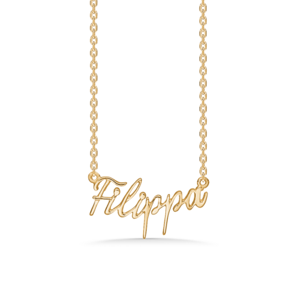 Name Tag Necklace Filippa - halskæde med navn - navnehalskæde i forgyldt sterling sølv