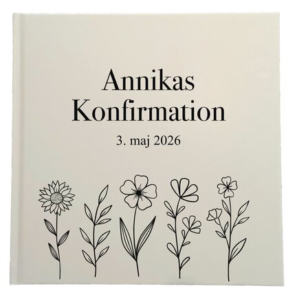 Gæstebog med blomster og navn - gæstebog til konfirmation