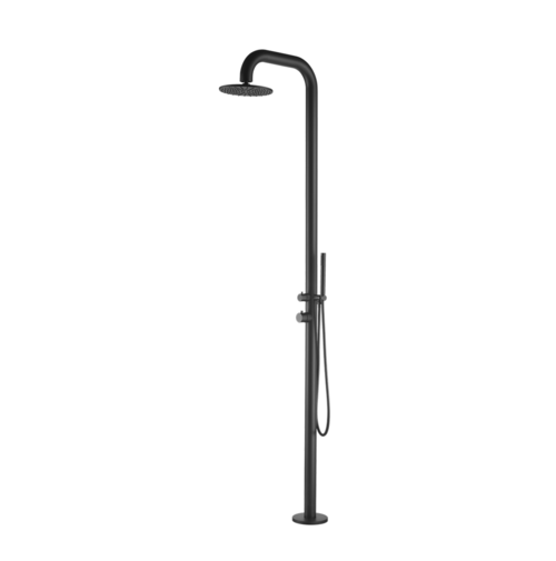 Sined PULA NERA - Udendørsbruser med håndbruser i rustfri stål / sort - koldt & varmt vand