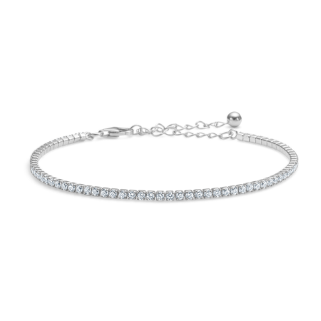 Tennis bracelet made of 925 pure sterling silver with white zirconia.