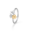 Fleur ring in sterling silver with 14-carat gold and 0.012 ct. brilliant-cut diamonds (W.SI).