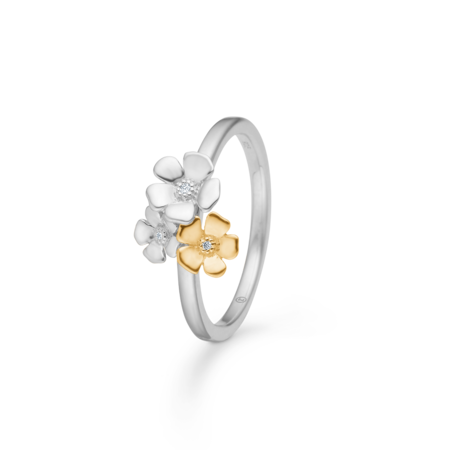Fleur ring i sterlingsølv med 14 karat guld og 0,012 ct. brillantslebne diamanter W.SI.