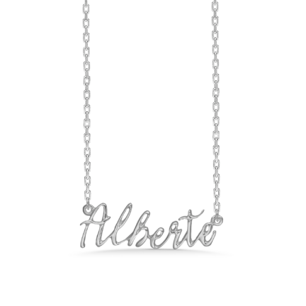 Name Tag Necklace Alberte - halskæde med navn - navnehalskæde i sterling sølv